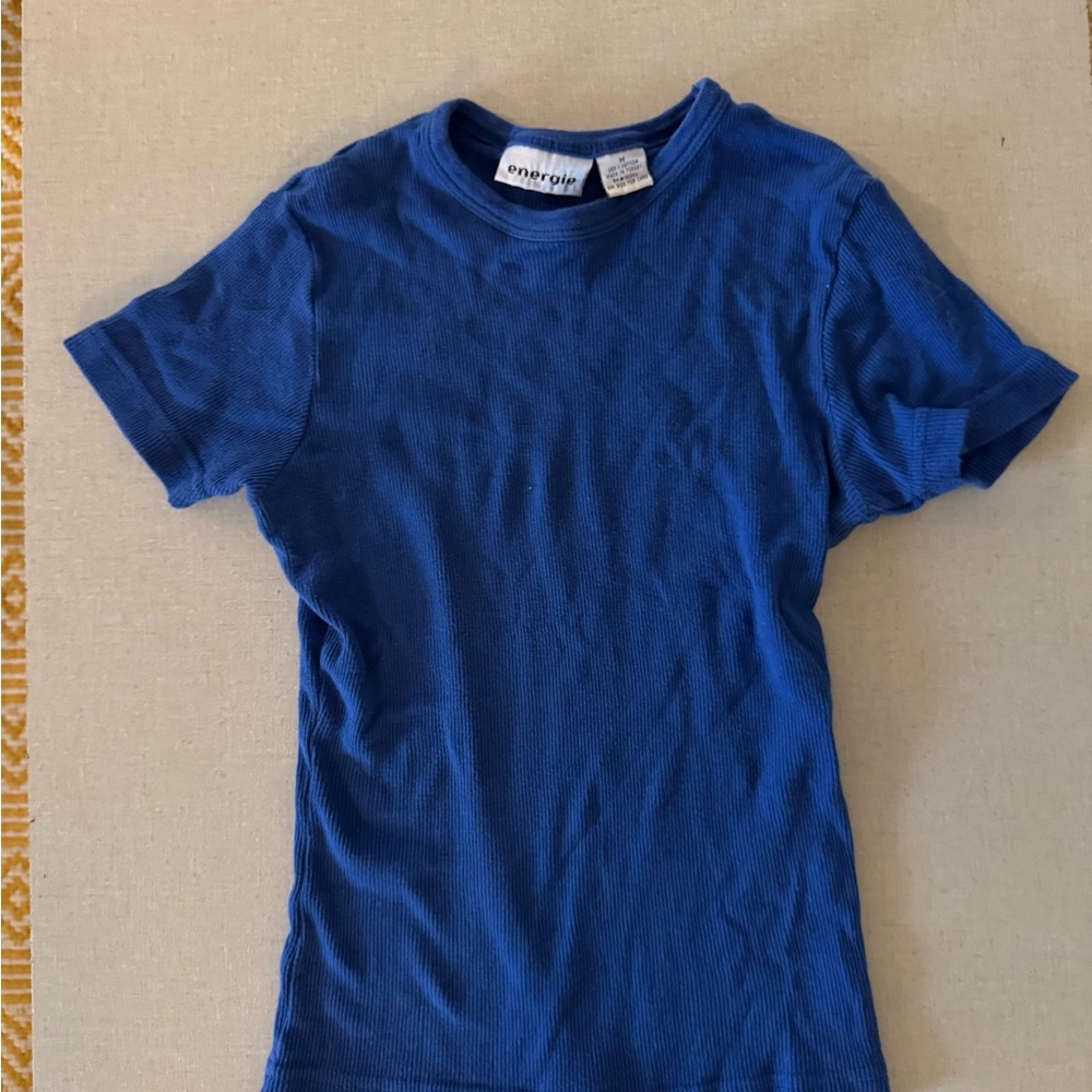 vintage 90s energie bright blue baby tee